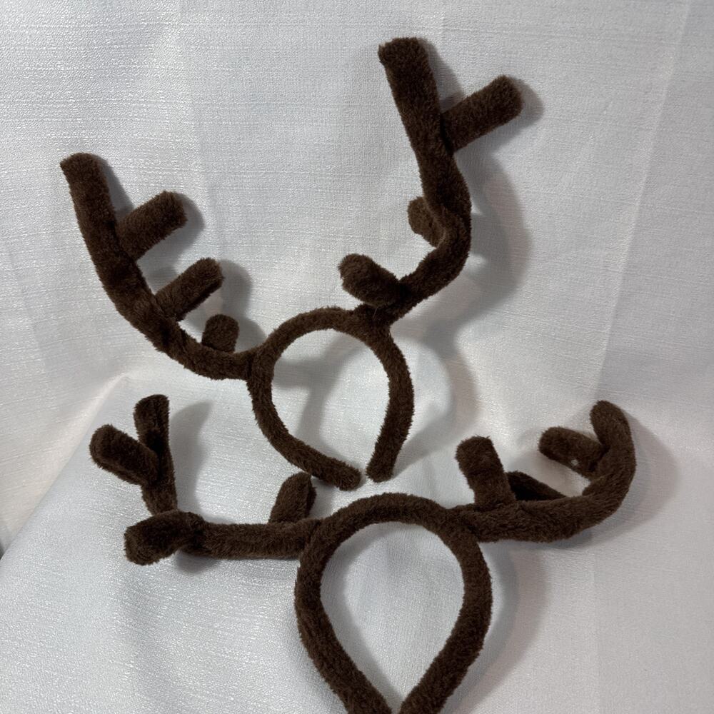 Set Of 2 Holiday Head Bands- Christmas Reindeer Brown